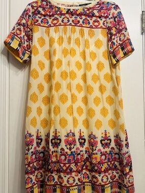 Tanvi by Kedia Anthropologie Caltha Boho Dress with Multi-Color Trim small